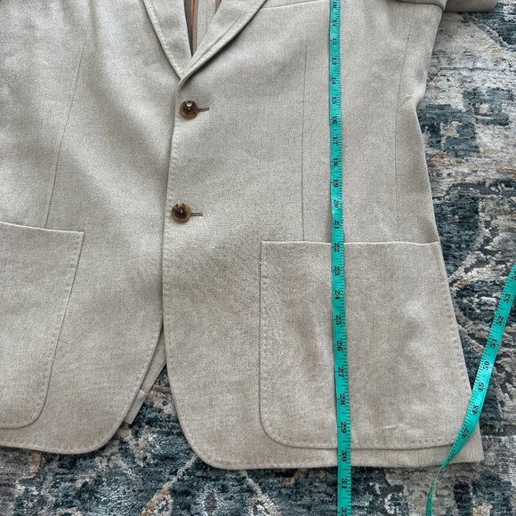 HERMES Mens linen and cotton neutral sport coat blazer jacket - Picture 5 of 11